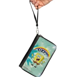 PU Zip Around Wallet Rectangle - SpongeBob SquarePants Rainbow SIKE! Pose Blues