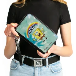 PU Zip Around Wallet Rectangle - SpongeBob SquarePants Rainbow SIKE! Pose Blues