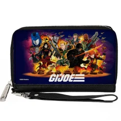 PU Zip Around Wallet Rectangle - GI Joe Universe Agents Explosion Group Pose and Logo Blue