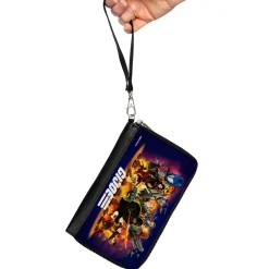PU Zip Around Wallet Rectangle - GI Joe Universe Agents Explosion Group Pose and Logo Blue