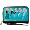 PU Zip Around Wallet Rectangle - Frozen Elsa MAKE YOUR OWN MAGIC Letting It Go Transformation Blocks Stars Aqua