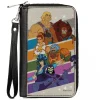 PU Zip Around Wallet Rectangle - Masters of the Universe Character Stripe Poses White/Multi Color