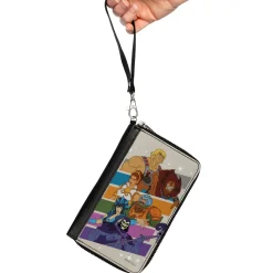 PU Zip Around Wallet Rectangle - Masters of the Universe Character Stripe Poses White/Multi Color