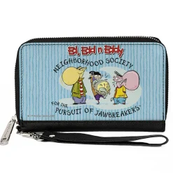 PU Zip Around Wallet Rectangle - ED EDD N EDDY JAWBREAKERS Pose and Title Logo Blues