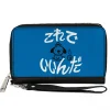 PU Zip Around Wallet Rectangle - This is Fine Japanese Question Hound Flame Blue/Black/White
