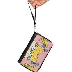 PU Zip Around Wallet Rectangle - Rugrats Angelica Face CLOSE-UP Pink