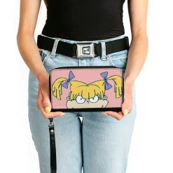 PU Zip Around Wallet Rectangle - Rugrats Angelica Face CLOSE-UP Pink