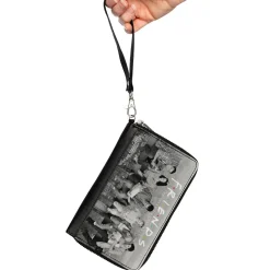 PU Zip Around Wallet Rectangle - FRIENDS 6-Character Lunch on a Skyscraper Vivid Grays