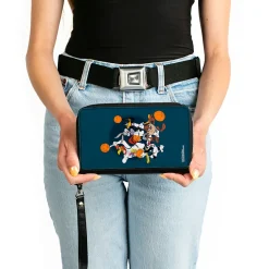PU Zip Around Wallet Rectangle - Space Jam Toon Squad Team Pose Blue
