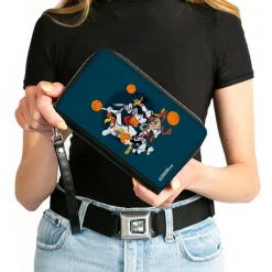 PU Zip Around Wallet Rectangle - Space Jam Toon Squad Team Pose Blue