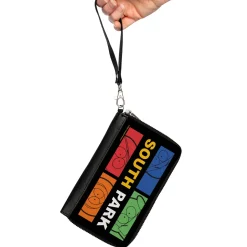 PU Zip Around Wallet Rectangle - SOUTH PARK Boys Face Blocks and Text Black/Multi Color