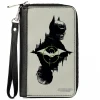 PU Zip Around Wallet Rectangle - The Batman Movie Batman and Riddler Poses and Logos Cityscape Grays Black Green