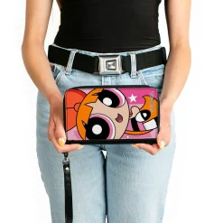 PU Zip Around Wallet Rectangle - The Powerpuff Girls Blossom Close-Up Pose Pinks