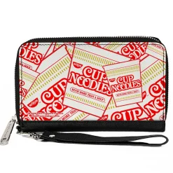 PU Zip Around Wallet Rectangle - NISSIN CUP NOODLES Cups Stacked White/Red/Dark Yellow