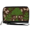 PU Zip Around Wallet Rectangle - Earthy Brown/Green