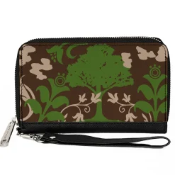 PU Zip Around Wallet Rectangle - Earthy Brown/Green