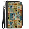 PU Zip Around Wallet Rectangle - Moana Character Pose Blocks Collage