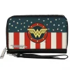 PU Zip Around Wallet Rectangle - WONDER WOMAN/Logo Americana Red/White/Blue/Yellow