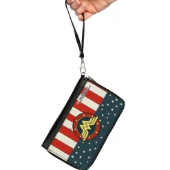 PU Zip Around Wallet Rectangle - WONDER WOMAN/Logo Americana Red/White/Blue/Yellow