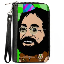 PU Zip Around Wallet Rectangle - Homies in Dreamland Chong Party Hat Pose Green
