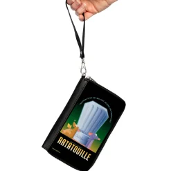 PU Zip Around Wallet Rectangle - Ratatouille Emile and Remy Chef Hat Pose + Text Logo Greens/Yellows
