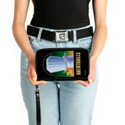 PU Zip Around Wallet Rectangle - Ratatouille Emile and Remy Chef Hat Pose + Text Logo Greens/Yellows