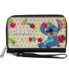 PU Zip Around Wallet Rectangle - Lilo & Stitch Stitch Winking Pose OHANA MEANS FAMILY Tropical Flora Cream/Multi Color