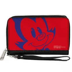 PU Zip Around Wallet Rectangle - Animaniacs Yakko Smiling Face Close-Up Red Blue