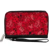 PU Zip Around Wallet Rectangle - Mickey Mouse Icon Doodles Collage Reds/Black