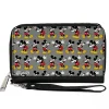PU Zip Around Wallet Rectangle - Nerdy Mickey Mouse 3-Pose Stripe Gray