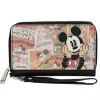 PU Zip Around Wallet Rectangle - Classic Mickey Sitting Pose CLOSE-UP Stacked Comics