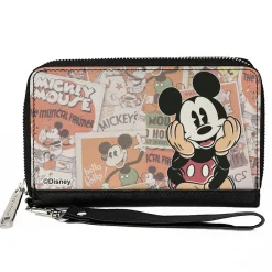 PU Zip Around Wallet Rectangle - Classic Mickey Sitting Pose CLOSE-UP Stacked Comics