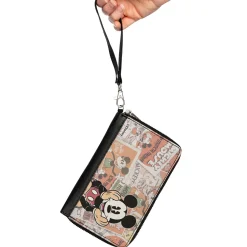 PU Zip Around Wallet Rectangle - Classic Mickey Sitting Pose CLOSE-UP Stacked Comics