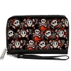 PU Zip Around Wallet Rectangle - Girlie Skull Black/Red