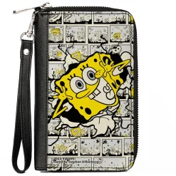 PU Zip Around Wallet Rectangle - SpongeBob Breakthrough Scene Blocks