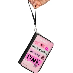 PU Zip Around Wallet Rectangle - MEAN GIRLS Plastics Quotes Collage Pinks