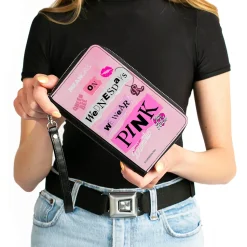 PU Zip Around Wallet Rectangle - MEAN GIRLS Plastics Quotes Collage Pinks