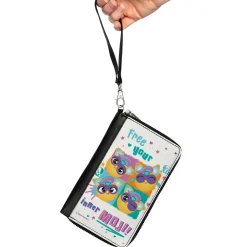 PU Zip Around Wallet Rectangle - Furby Furbmoji FREE YOUR INNER MOJI Expressions White/Multi Color