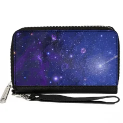 PU Zip Around Wallet Rectangle - Galaxy Blues/Purples