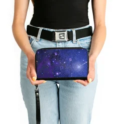 PU Zip Around Wallet Rectangle - Galaxy Blues/Purples