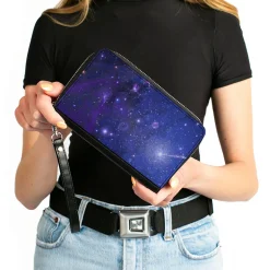 PU Zip Around Wallet Rectangle - Galaxy Blues/Purples