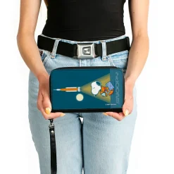 PU Zip Around Wallet Rectangle - Peanuts Astronaut Rocket Launch Snoopy Pose Blues