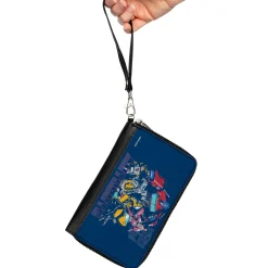 PU Zip Around Wallet Rectangle - Transformers AUTOBOTS Group Pose and Text Blues