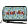 PU Zip Around Wallet Rectangle - ED EDD N EDDY Title Logo and Character Poses Scattered Blues