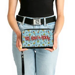 PU Zip Around Wallet Rectangle - ED EDD N EDDY Title Logo and Character Poses Scattered Blues