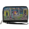 PU Zip Around Wallet Rectangle - Teenage Mutant Ninja Turtles Battle Purple Foot Soldier Ninja Arcade Scene Grays