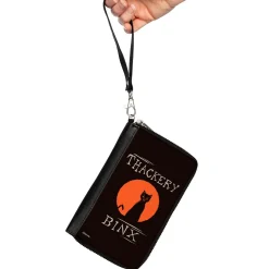 PU Zip Around Wallet Rectangle - Hocus Pocus THACKERY BINX Cat Moon Silhouette Black/Orange