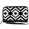 PU Zip Around Wallet Rectangle - Aztec2 White/Black