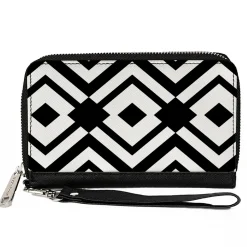 PU Zip Around Wallet Rectangle - Aztec2 White/Black