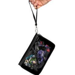 PU Zip Around Wallet Rectangle - Lightyear Zurg and Buzz Pose Black Grays Red